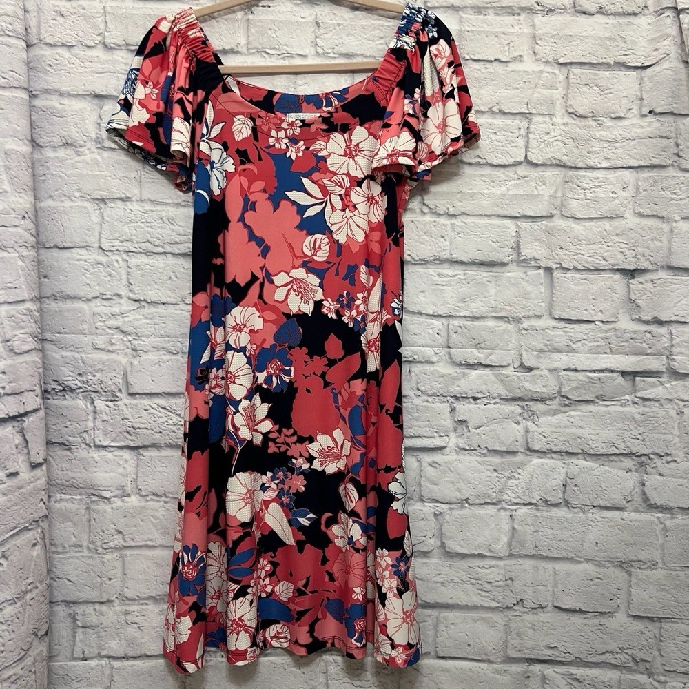 Signature by Robbie Bee Women's Off Shoulder Floral Flutter Sleeve Dress Size S
